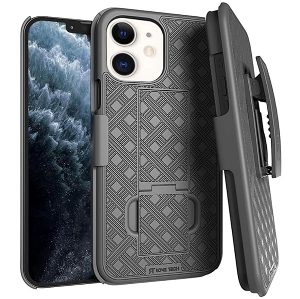 Rome Tech Apple iPhone 11 Case with Belt Clip Holster & Kickstand - Slim Black Cover for Ultimate Protection