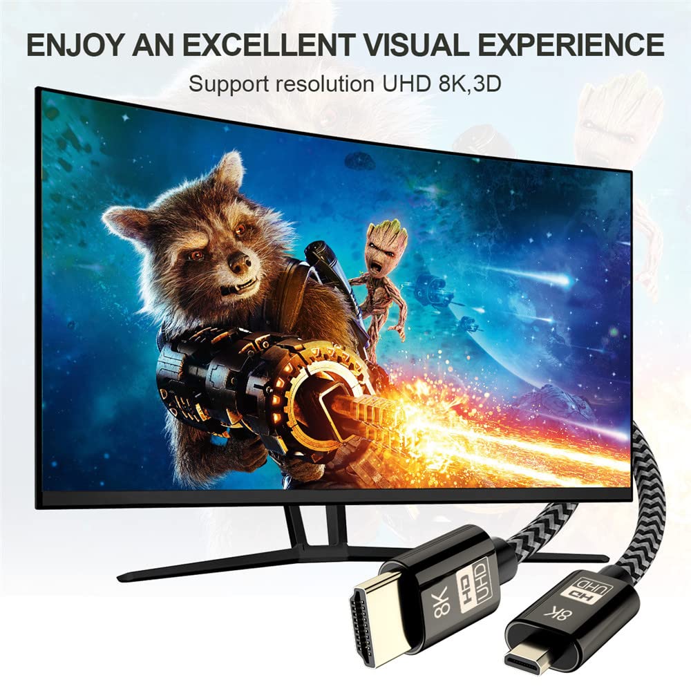 xiwai Xiwai Micro HDMI to HDMI 2.1 Ultra HD 8K 60Hz 4K 120Hz Cable 48Gbps for Camera Tablet 1 Meter - View 6 of 9