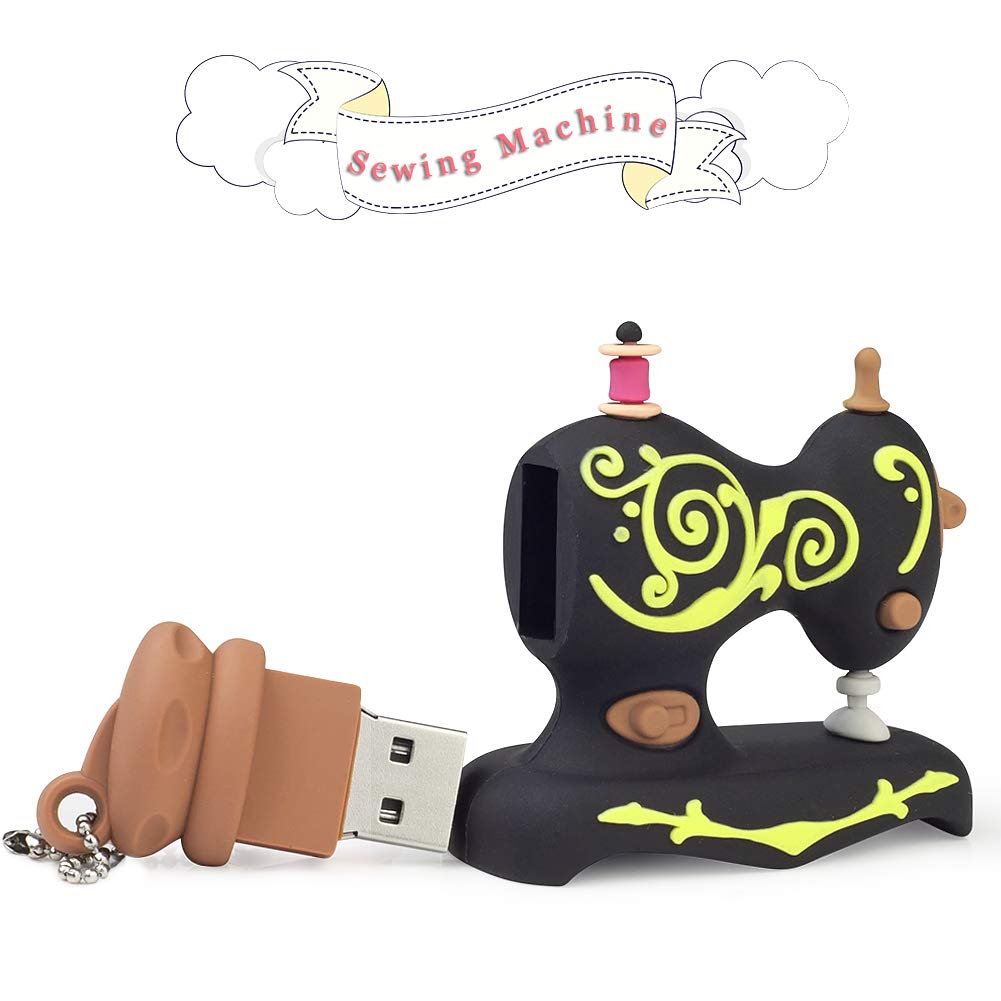 Leizhan 32GB Cute USB Flash Drive Embroidery Sewing Machine Design Black Memory Stick for Data Storage and Picture Transfer - View 2 of 7