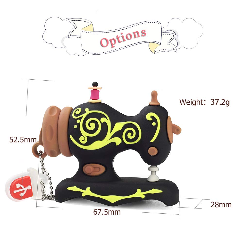 Leizhan 32GB Cute USB Flash Drive Embroidery Sewing Machine Design Black Memory Stick for Data Storage and Picture Transfer - View 6 of 7