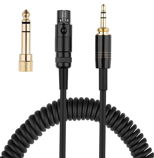 Replacement Coiled Aux Cable for AKG Q701, K712, K240 & More - Weishan K702 with 6.35mm Adapter