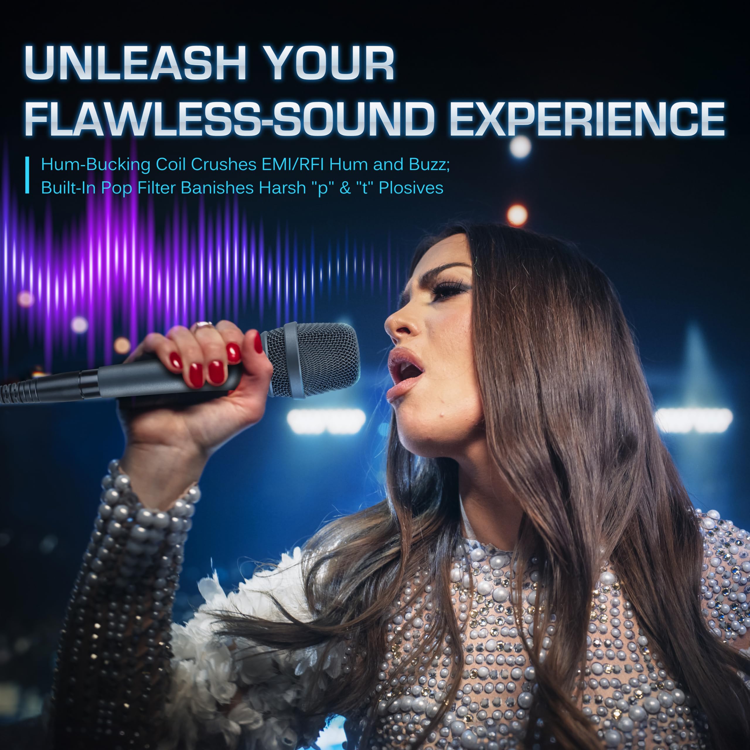 CAROL CAROL AC-900 XLR Wired Vocal Microphone Dynamic Supercardioid with Noise Cancelling for Singing Karaoke Stage Studio Includes Mic Clip and Cable Gray - View 2 of 6