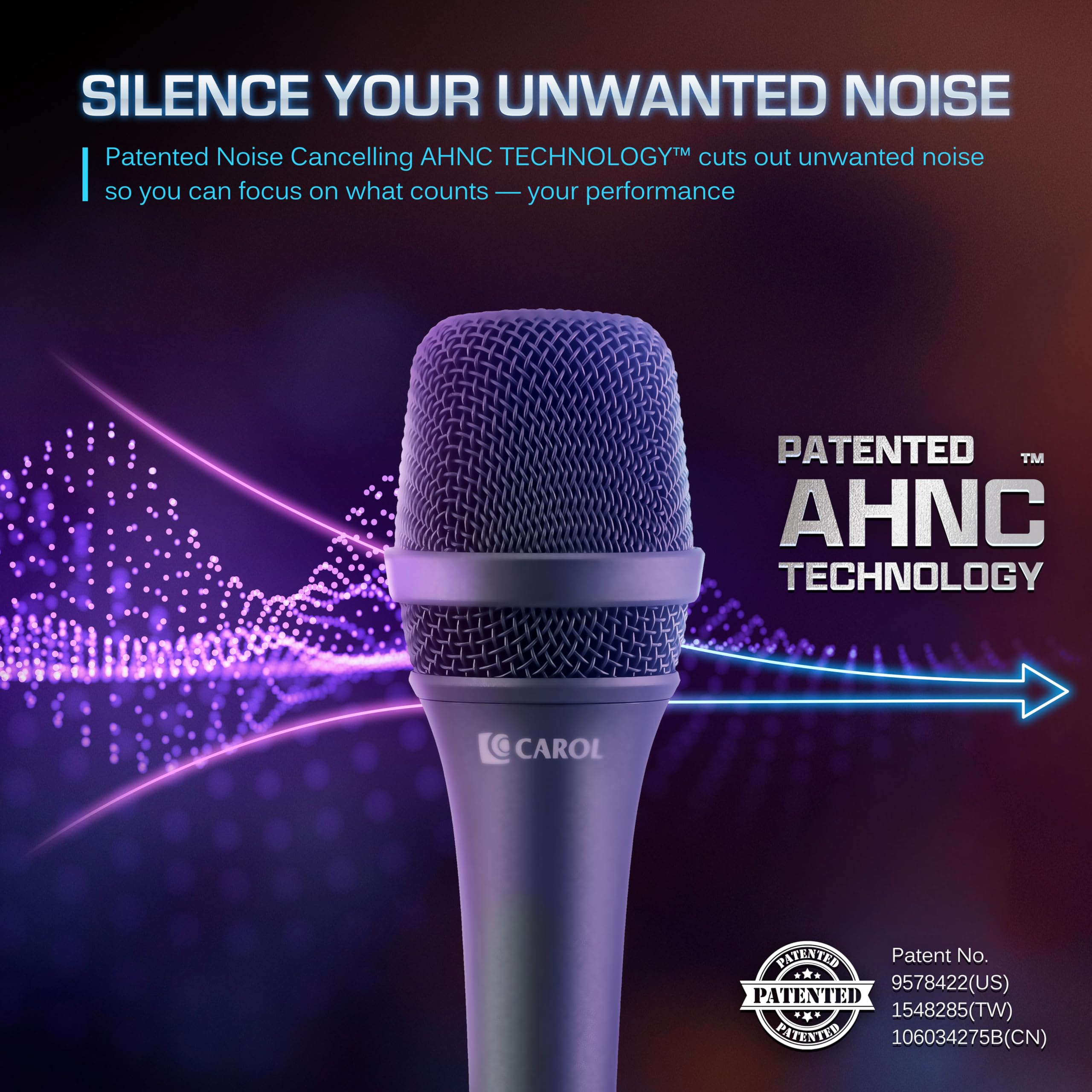 CAROL CAROL AC-900 XLR Wired Vocal Microphone Dynamic Supercardioid with Noise Cancelling for Singing Karaoke Stage Studio Includes Mic Clip and Cable Gray - View 4 of 6