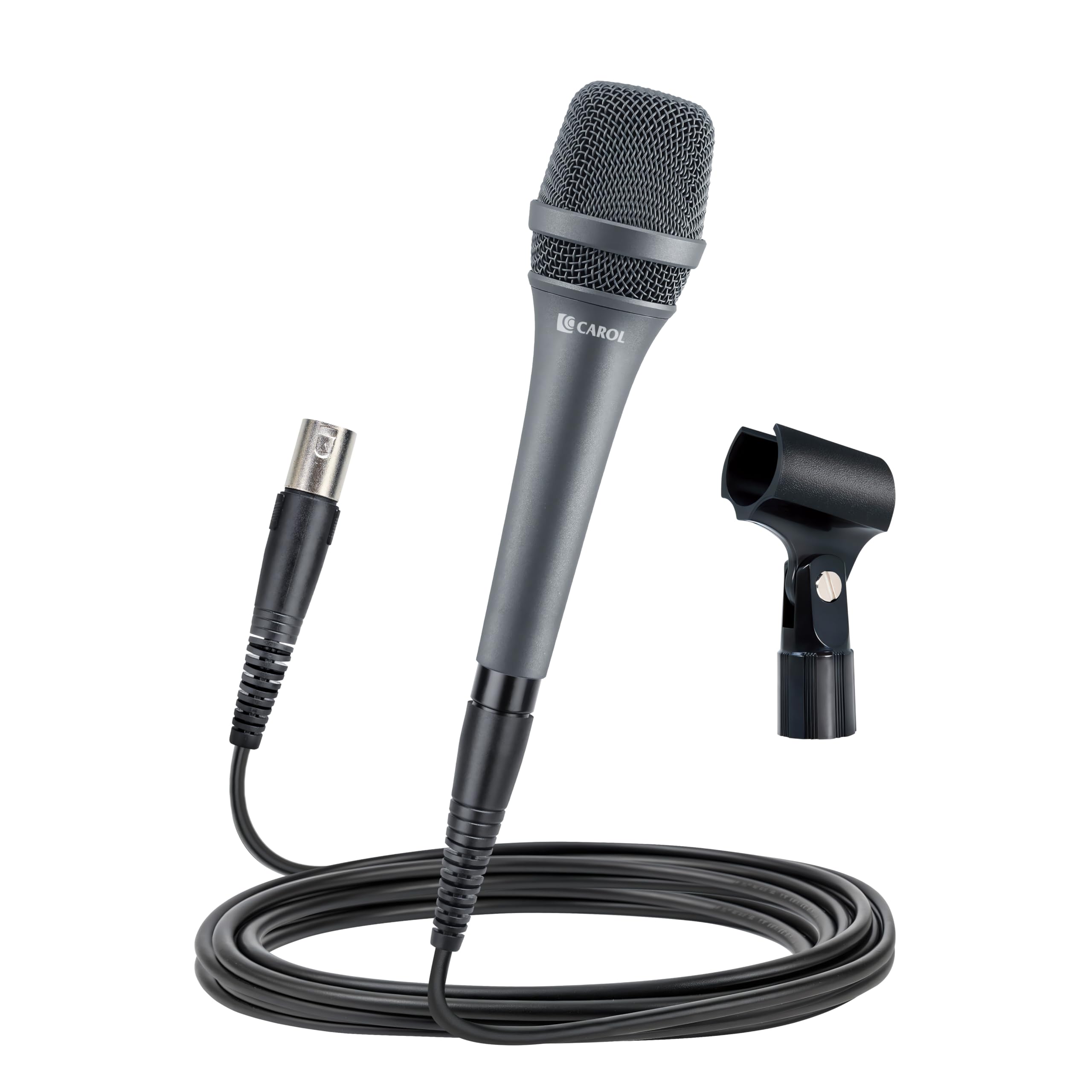 CAROL CAROL AC-900 XLR Wired Vocal Microphone Dynamic Supercardioid with Noise Cancelling for Singing Karaoke Stage Studio Includes Mic Clip and Cable Gray