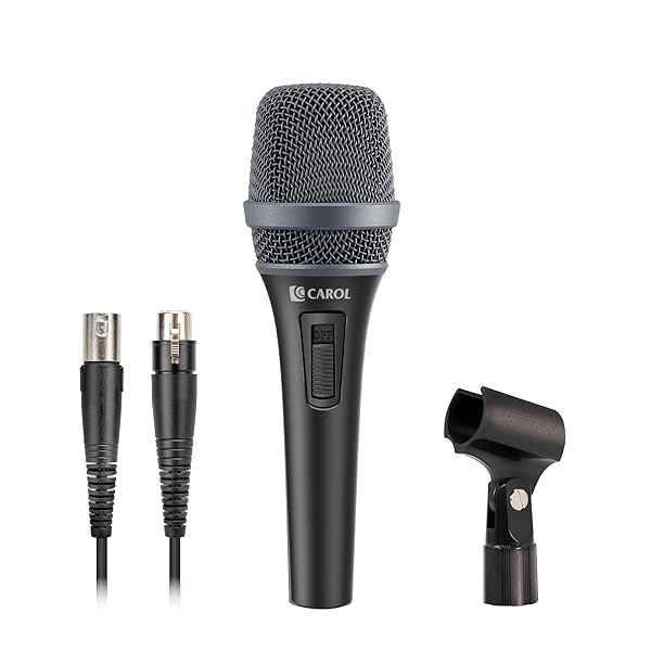 CAROL CAROL AC-900S Dynamic Vocal Microphone: Supercardioid, ON/OFF Switch, 14.8ft XLR Cable for Singing & Studio Recording