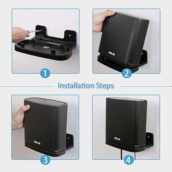 VOMENC VOMENC Wall Mount Holder for ASUS ZenWiFi AX AC (XT8/CT8/XT9) - WiFi 6 Wall Bracket Stand (Black, 1 Pack) for Tri-Band Mesh System - View 6 of 9
