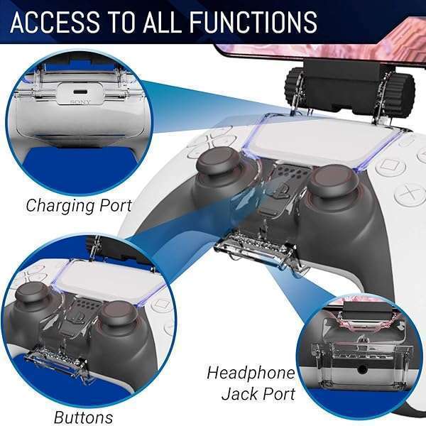 Orzly Orzly PS5 Controller Mobile Gaming Clip: Adjustable Phone Mount for DualSense Controller - View 6 of 9