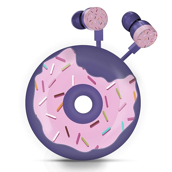 QearFun QearFun Donut Earbuds for Kids: Cute Wired Headphones with Microphone & Storage Case - Perfect Gift for School Girls & Boys - View 3 of 8