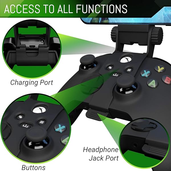 Orzly Adjustable Xbox Series X Controller Mobile Gaming Clip - Compatible Phone Mount for Xbox One & S - Carbon Black - View 7 of 8