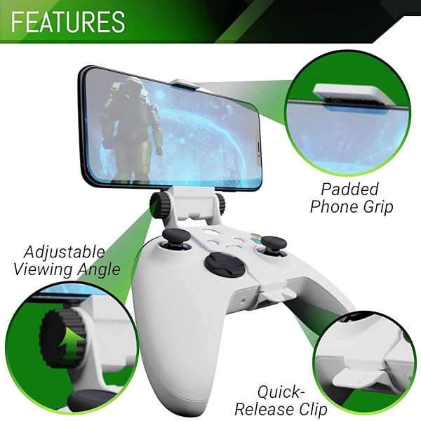 Orzly Adjustable Xbox Series X Controller Mobile Gaming Clip - Compatible Phone Mount for Xbox One & S | Robot White - View 4 of 7
