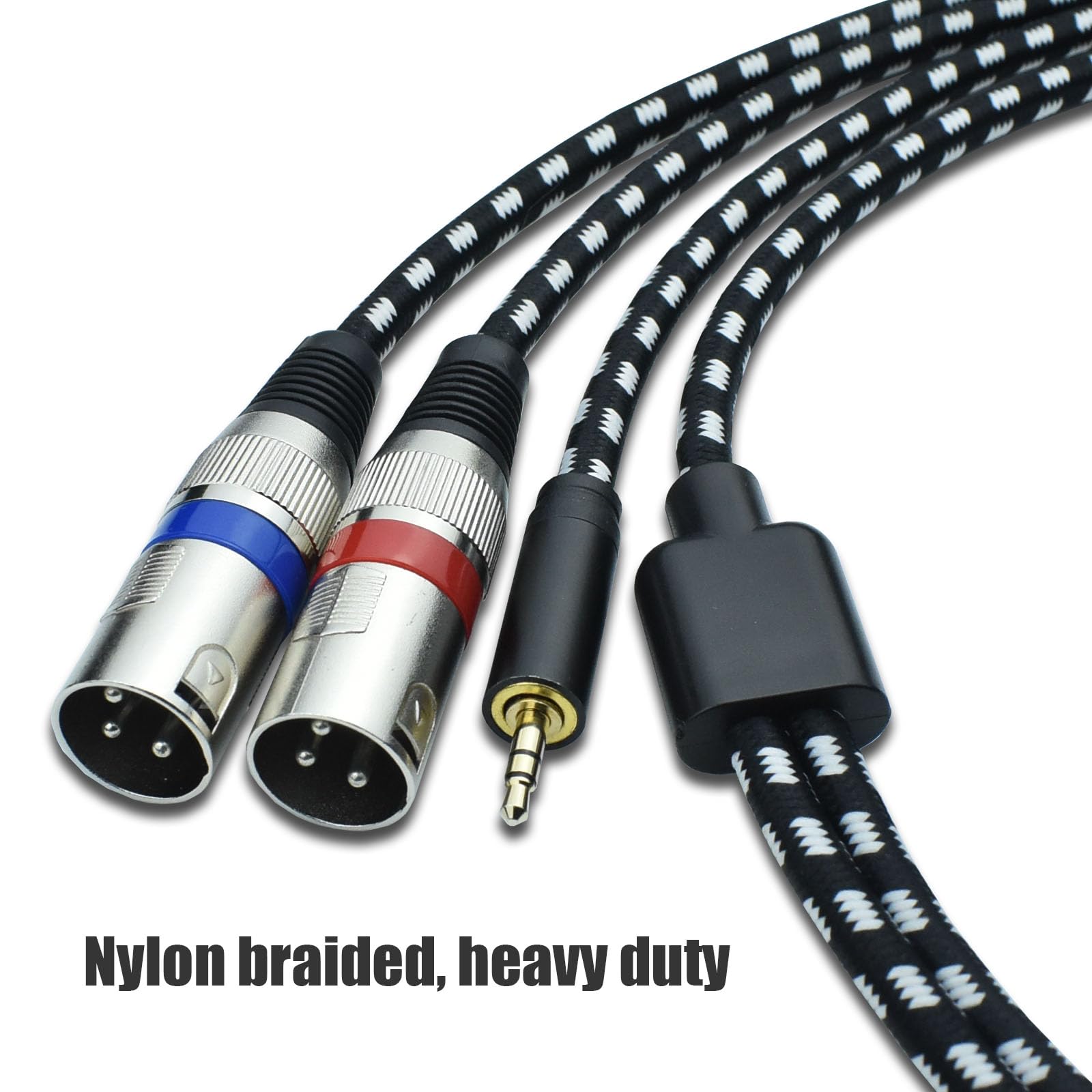 Mugteeve Mugteeve 10 Feet 3.5mm to Dual XLR Male Y Splitter Cable Noise Free Nylon Braided for Studio Monitor Speaker and Phones - View 2 of 7