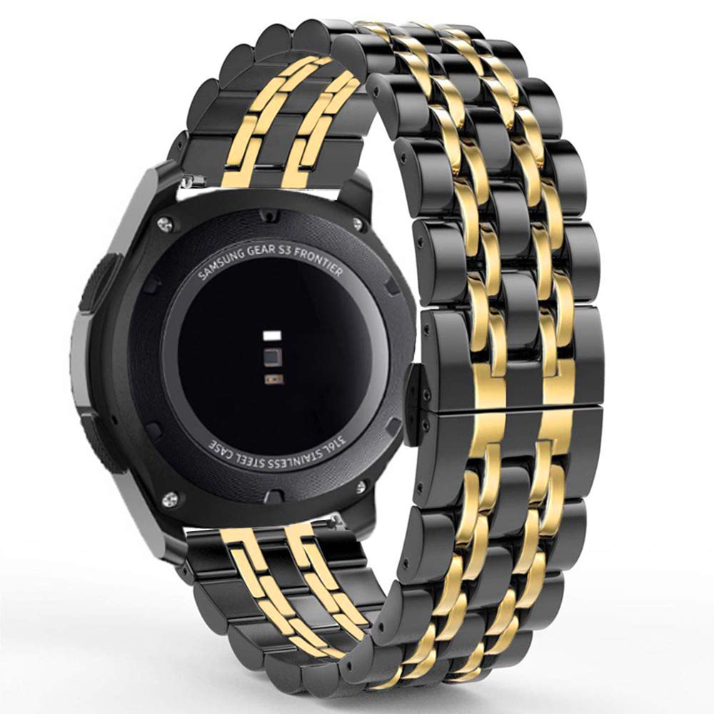 SPINYE SPINYE Stainless Steel Band for Samsung Galaxy Watch 6 5 4 3 Active 2 20mm Replacement Strap for Men and Women Black Gold - View 2 of 7