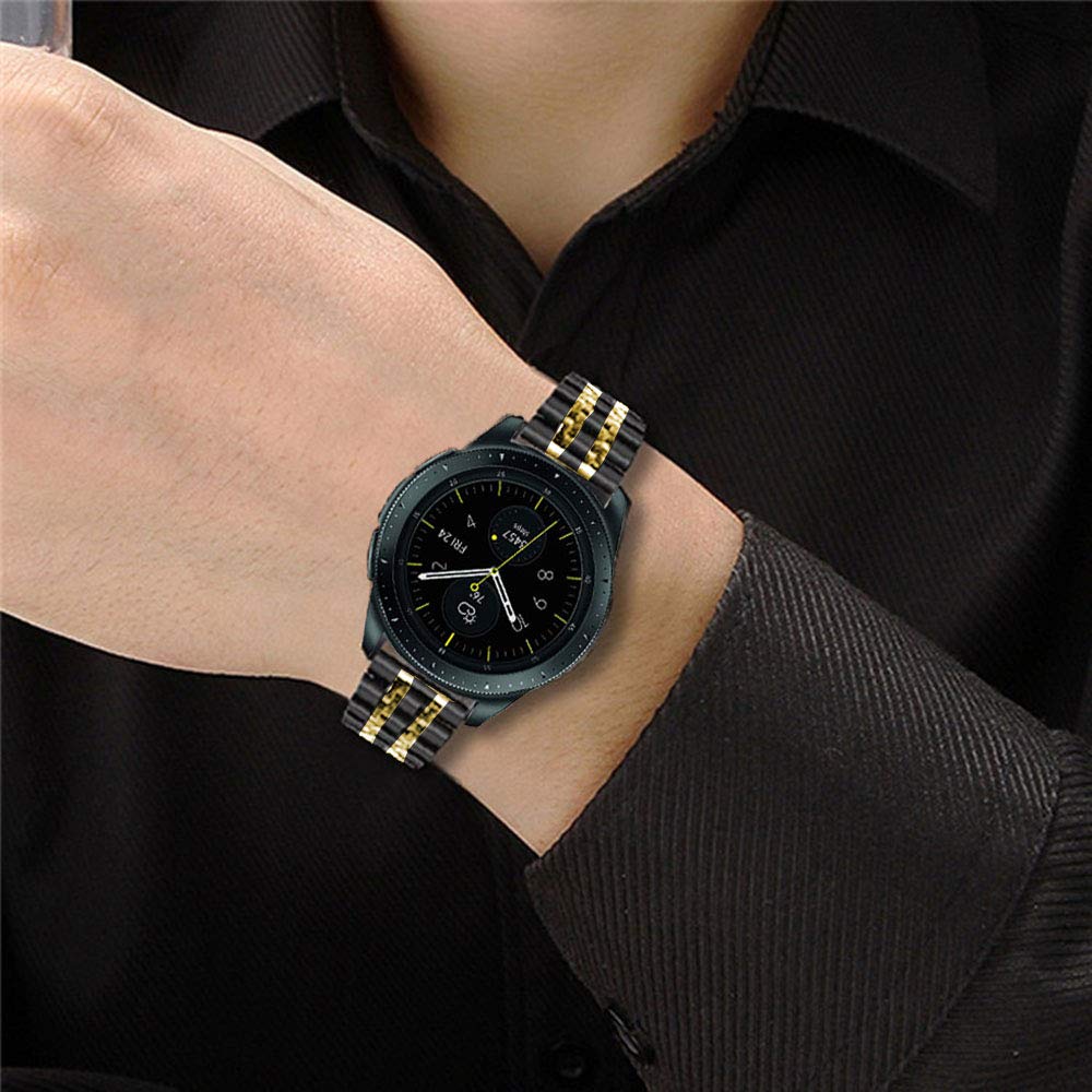 SPINYE SPINYE Stainless Steel Band for Samsung Galaxy Watch 6 5 4 3 Active 2 20mm Replacement Strap for Men and Women Black Gold - View 4 of 7