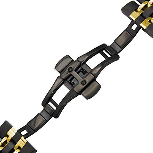 SPINYE SPINYE Stainless Steel Band for Samsung Galaxy Watch 6 5 4 3 Active 2 20mm Replacement Strap for Men and Women Black Gold - View 7 of 7