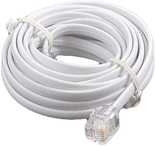 JDYYICZ JDYYICZ 10 Foot Male to Male RJ11 Plug Adapter Cable for Landline Telephone White - View 2 of 2