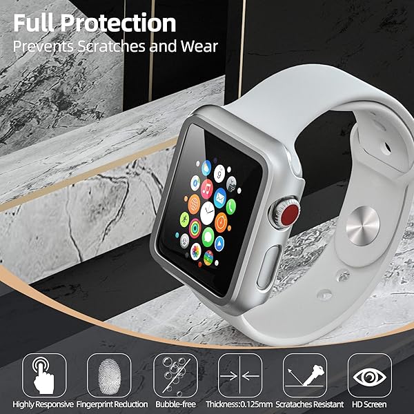 pzoz PZOZ Slim Case & Screen Protector for Apple Watch Series 3/2 - 38mm Matte Hard Cover for Men & Women - View 5 of 9