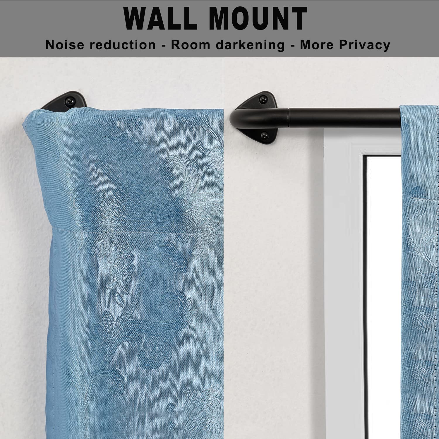 YunNephele Room Darkening Curtain Rod 28-48 Inch Matte Black Sturdy Extendable Metal Iron Rod Set for Windows - View 4 of 8