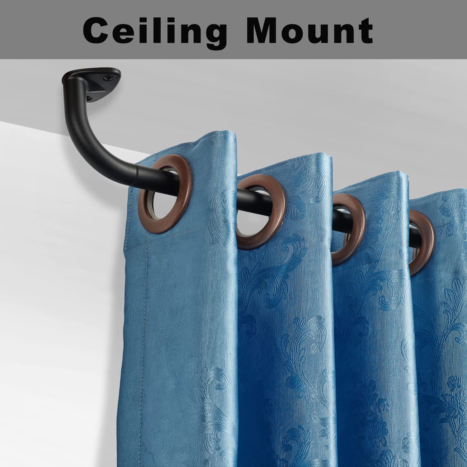 YunNephele Room Darkening Curtain Rod 28-48 Inch Matte Black Sturdy Extendable Metal Iron Rod Set for Windows - View 5 of 8