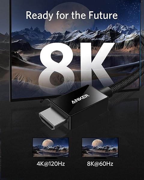 Anker Anker HDMI 2.1 Cable 8K@60Hz - Ultra High Speed 4K@120Hz, eARC, Dolby Atmos for PS5, Xbox Series X & Samsung TVs - View 3 of 7