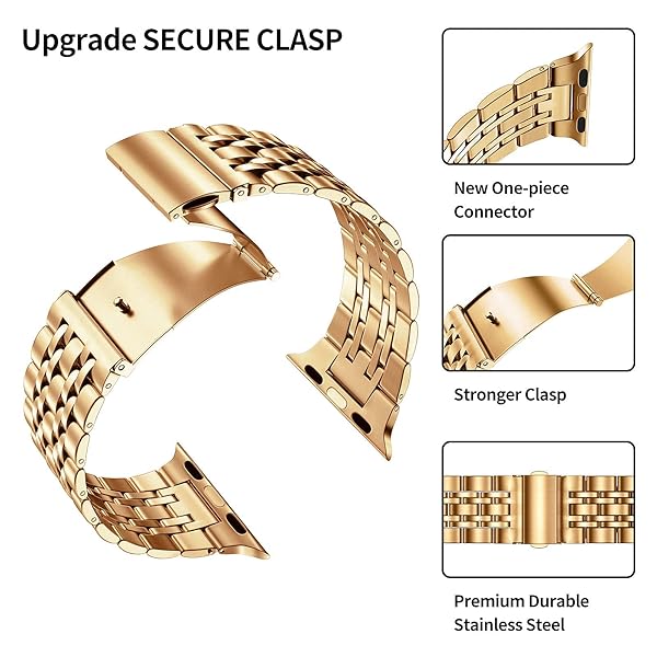 MioHHR Buy MioHHR Rose Gold Stainless Steel Apple Watch Band 38mm/40mm - Compatible with Series 1-6 & SE - View 3 of 6