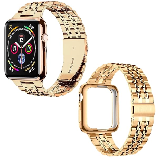 MioHHR Buy MioHHR Rose Gold Stainless Steel Apple Watch Band 38mm/40mm - Compatible with Series 1-6 & SE - View 4 of 6