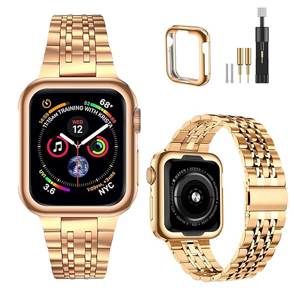 Buy MioHHR Rose Gold Stainless Steel Apple Watch Band 38mm/40mm - Compatible with Series 1-6 & SE