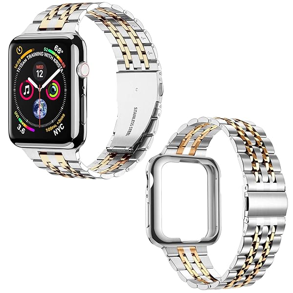 MioHHR Buy MioHHR Stainless Steel Apple Watch Band 38mm/40mm - Compatible with Series 1-6, SE - Silver/Rose Gold - View 6 of 8