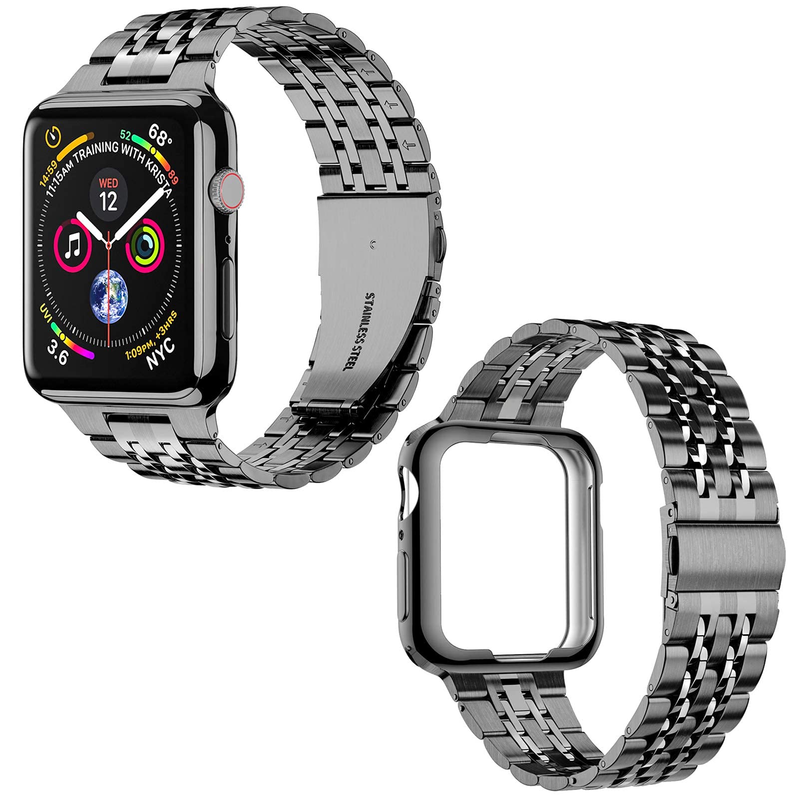 MioHHR Buy MioHHR Stainless Steel Apple Watch Band 38mm/40mm - Compatible with Series 1-6 & SE (Grey) - View 2 of 6