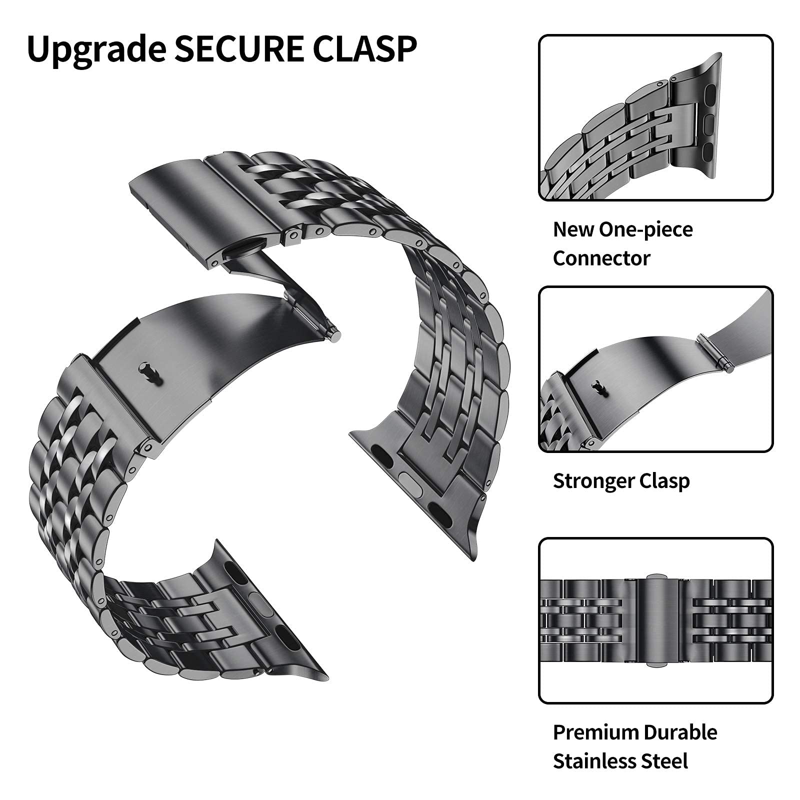 MioHHR Buy MioHHR Stainless Steel Apple Watch Band 38mm/40mm - Compatible with Series 1-6 & SE (Grey) - View 3 of 6