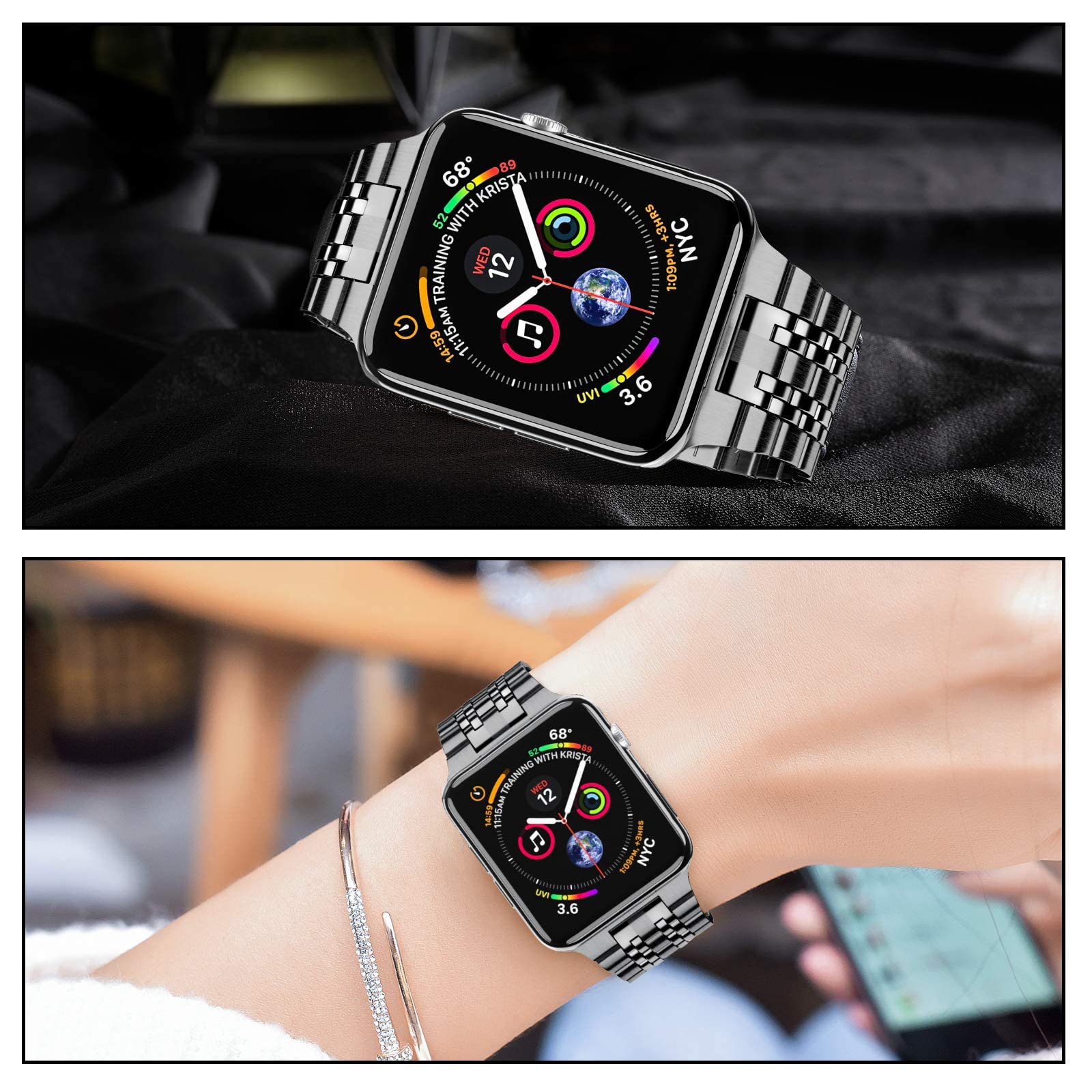 MioHHR Buy MioHHR Stainless Steel Apple Watch Band 38mm/40mm - Compatible with Series 1-6 & SE (Grey) - View 5 of 6