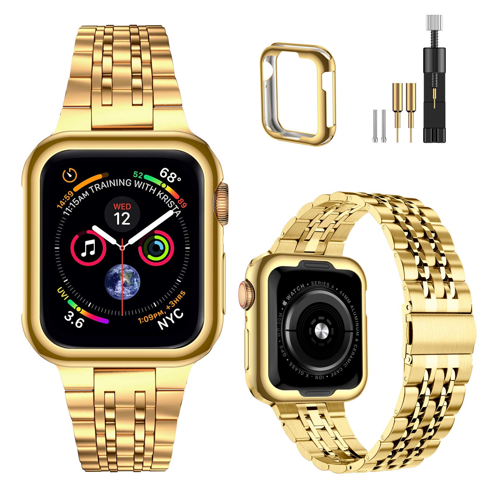 Premium MioHHR Stainless Steel Apple Watch Band 38mm/40mm - Compatible with Series 1-6 & SE (Gold)