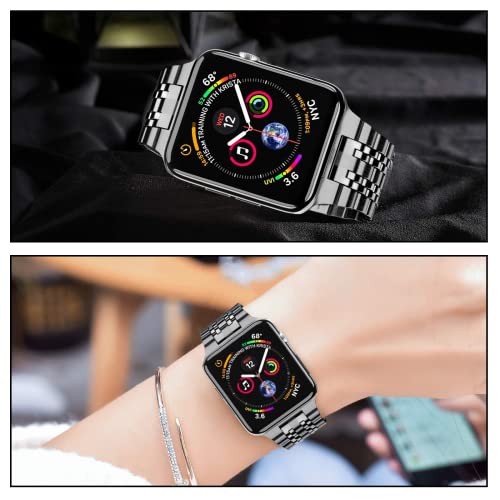 MioHHR MioHHR Stainless Steel Apple Watch Band 44mm/42mm - Compatible with Series 1-6 & SE, Space Gray Metal Strap - View 2 of 6