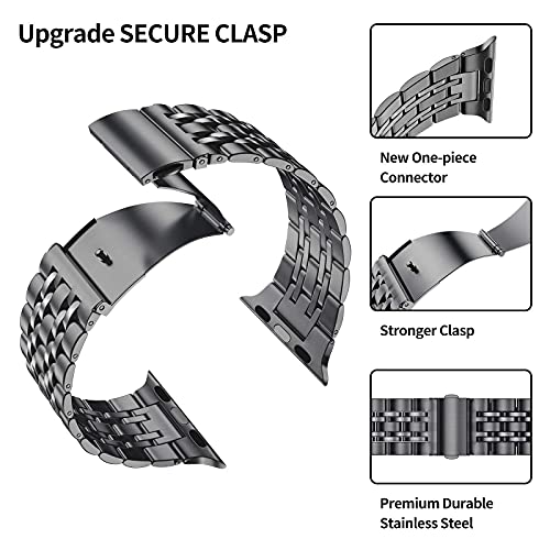 MioHHR MioHHR Stainless Steel Apple Watch Band 44mm/42mm - Compatible with Series 1-6 & SE, Space Gray Metal Strap - View 3 of 6