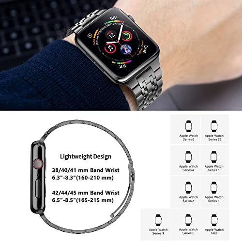 MioHHR MioHHR Stainless Steel Apple Watch Band 44mm/42mm - Compatible with Series 1-6 & SE, Space Gray Metal Strap - View 5 of 6