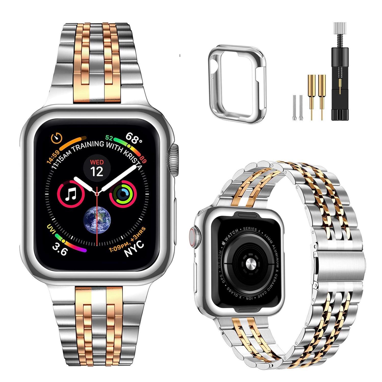 MioHHR Buy MioHHR Stainless Steel Apple Watch Band 38mm/40mm - Compatible with Series 1-6 & SE (Black) - View 8 of 9