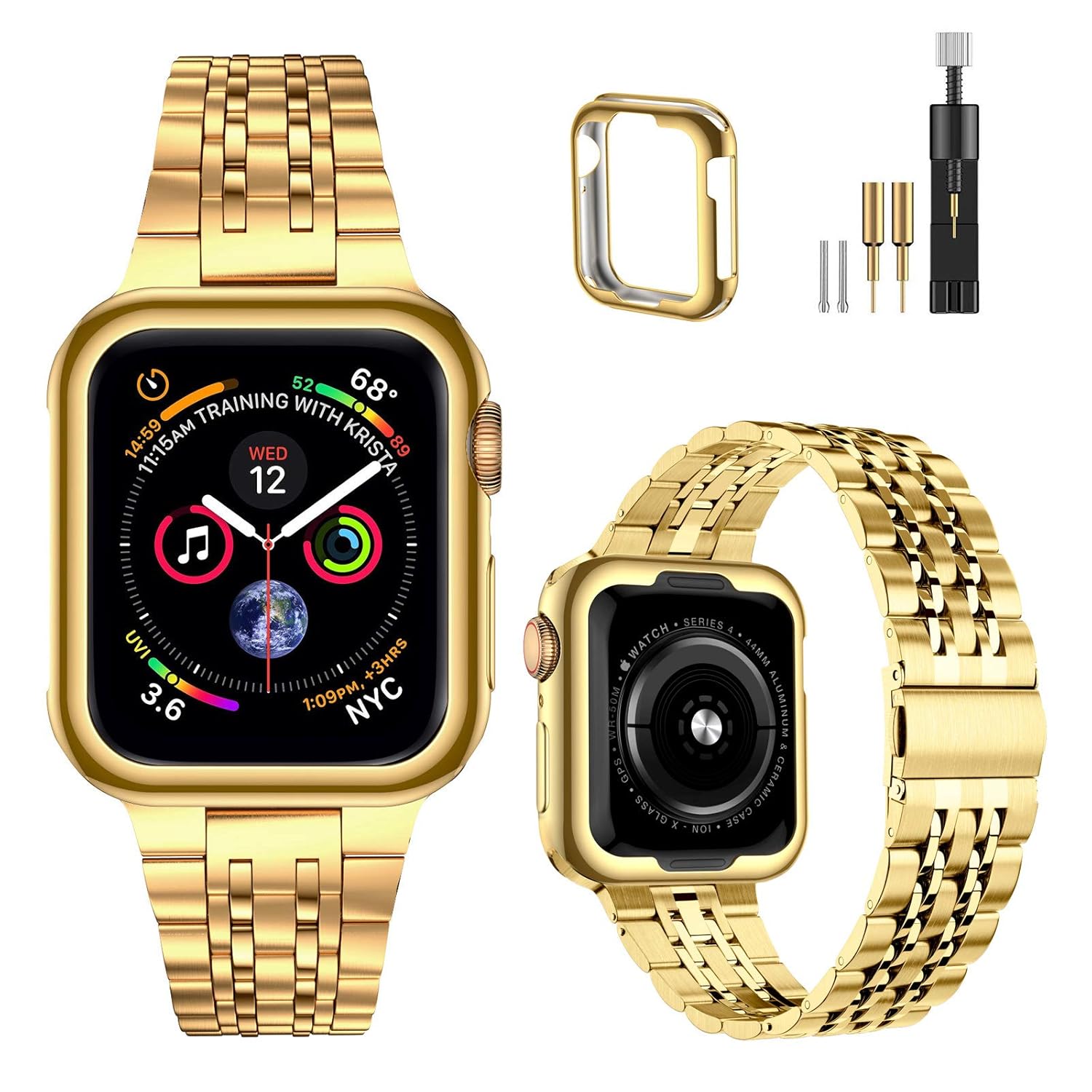MioHHR Buy MioHHR Stainless Steel Apple Watch Band 38mm/40mm - Compatible with Series 1-6 & SE (Black) - View 9 of 9