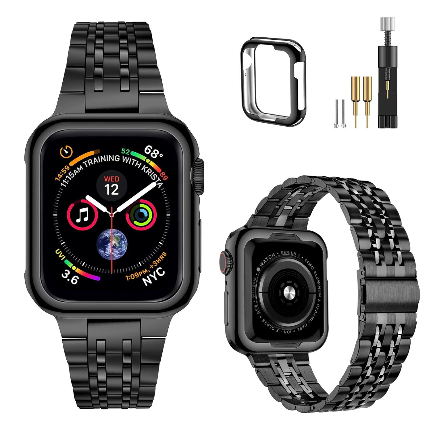 Buy MioHHR Stainless Steel Apple Watch Band 38mm/40mm - Compatible with Series 1-6 & SE (Black)