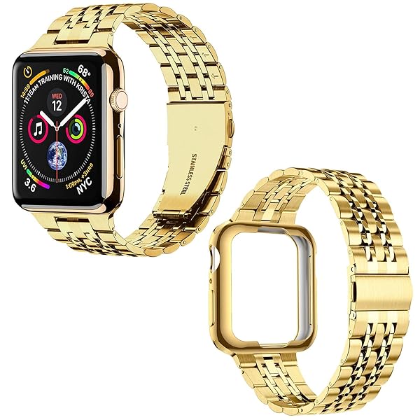 MioHHR MioHHR Gold Stainless Steel Band for Apple Watch 44mm/42mm - Compatible with Series 1-6 & SE (Not Series 10) - View 4 of 6