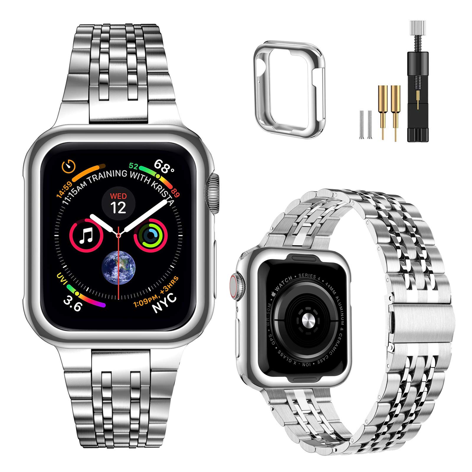 Buy MioHHR Stainless Steel Apple Watch Band 38mm/40mm - Compatible with Series 1-6 & SE (Silver)