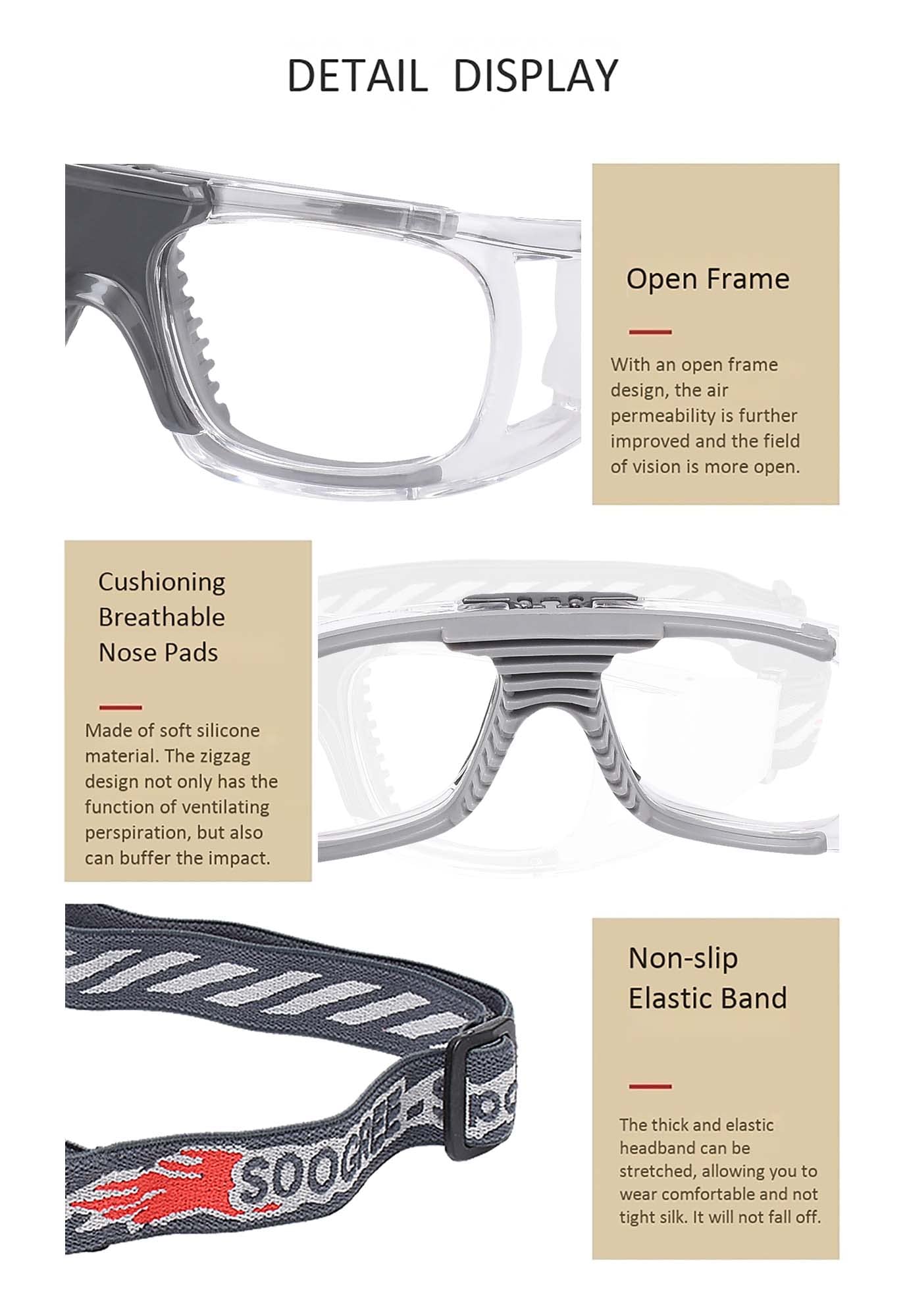 SooGree Buy SooGree Sports Goggles: Anti-Fog Basketball, Soccer & Football Eyewear for Men - Protective Training Glasses (Gray) - View 4 of 6