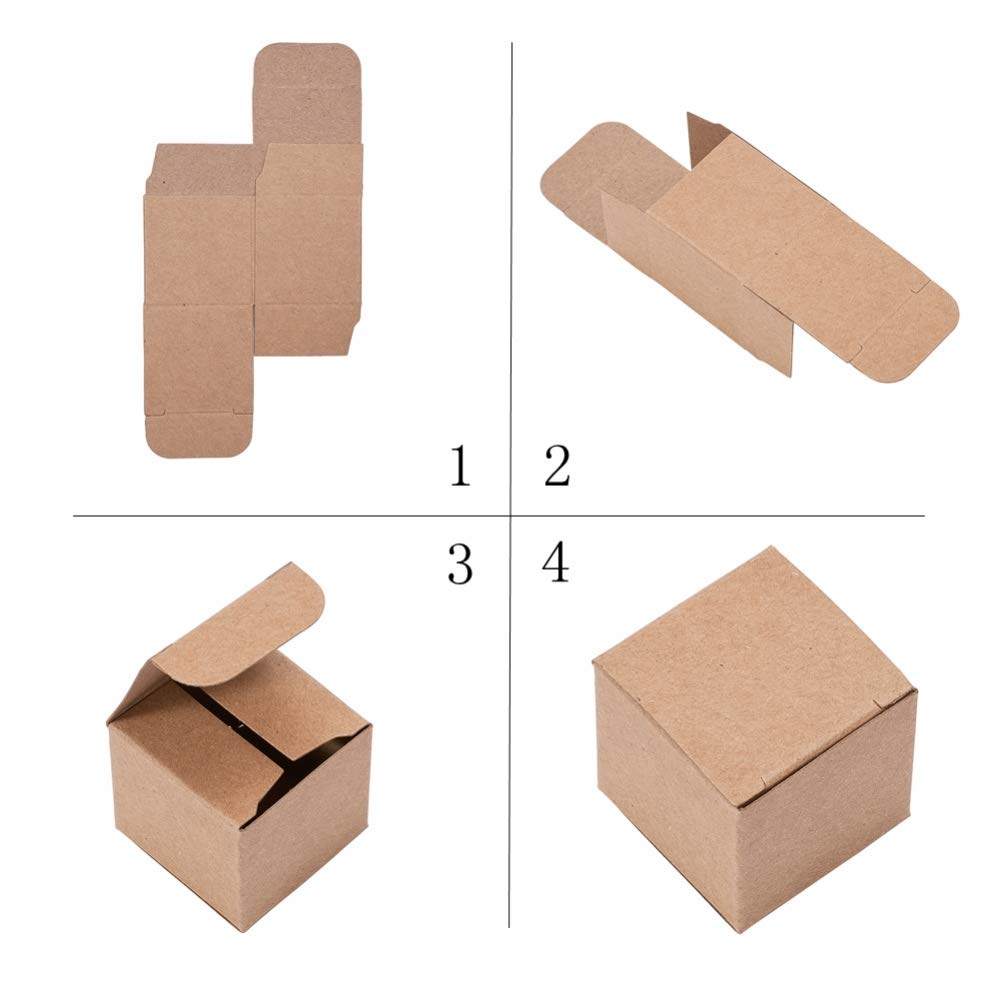 Airssory 100 Pcs Small Goodies Square Kraft Cardboard Gift Wrap Box for Birthday Party Wedding Baby Shower 1.5x1.5x1.5 Inches - View 3 of 6