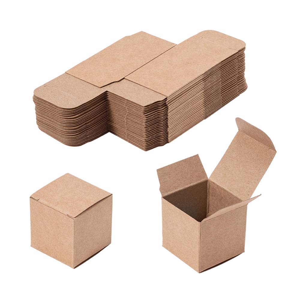 Airssory 100 Pcs Small Goodies Square Kraft Cardboard Gift Wrap Box for Birthday Party Wedding Baby Shower 1.5x1.5x1.5 Inches - View 5 of 6