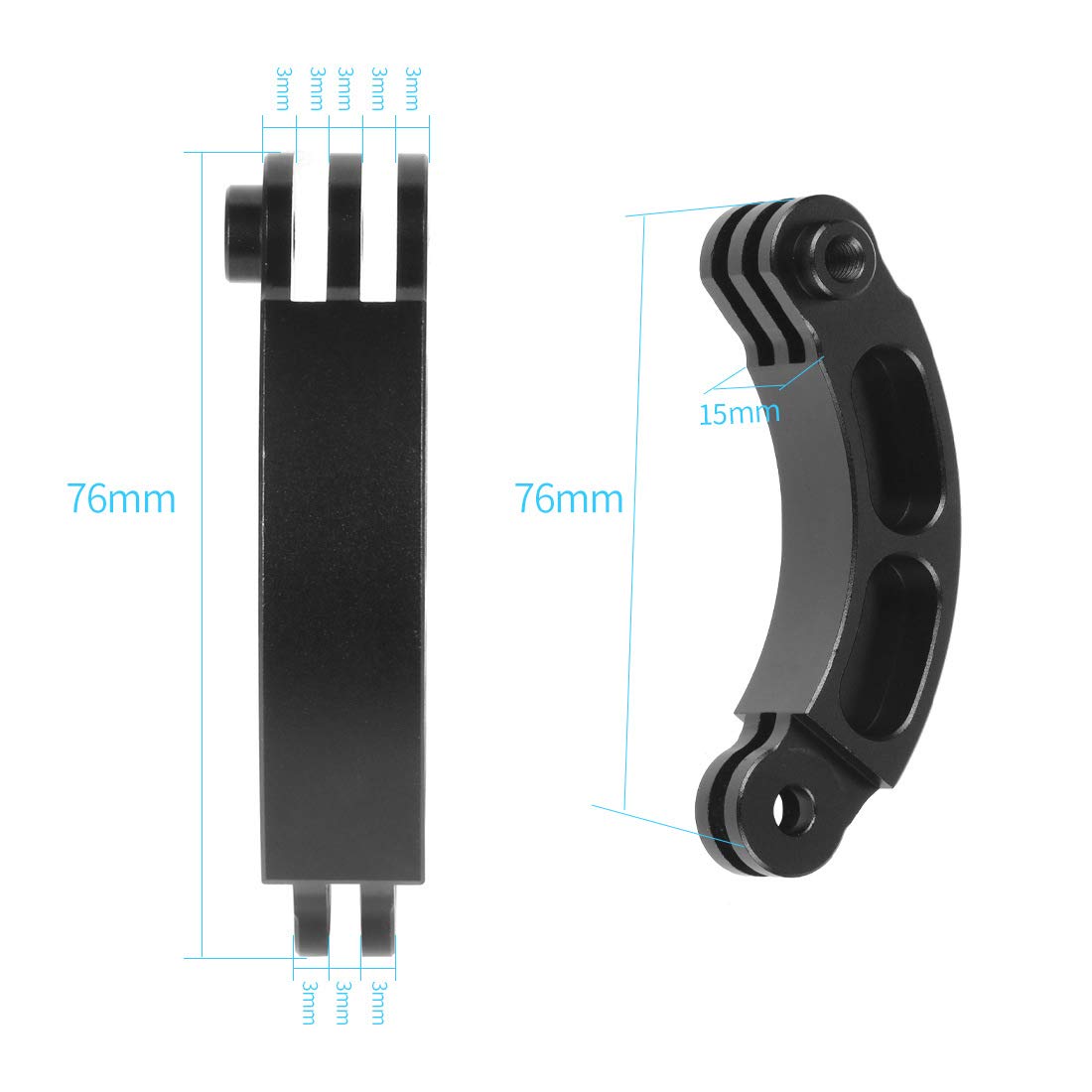 Aluminum Alloy Curved Extension Arm Mount for GoPro 11 10 9 8 7 6 5 Black Session 5 4 Action Cameras - View 3 of 5