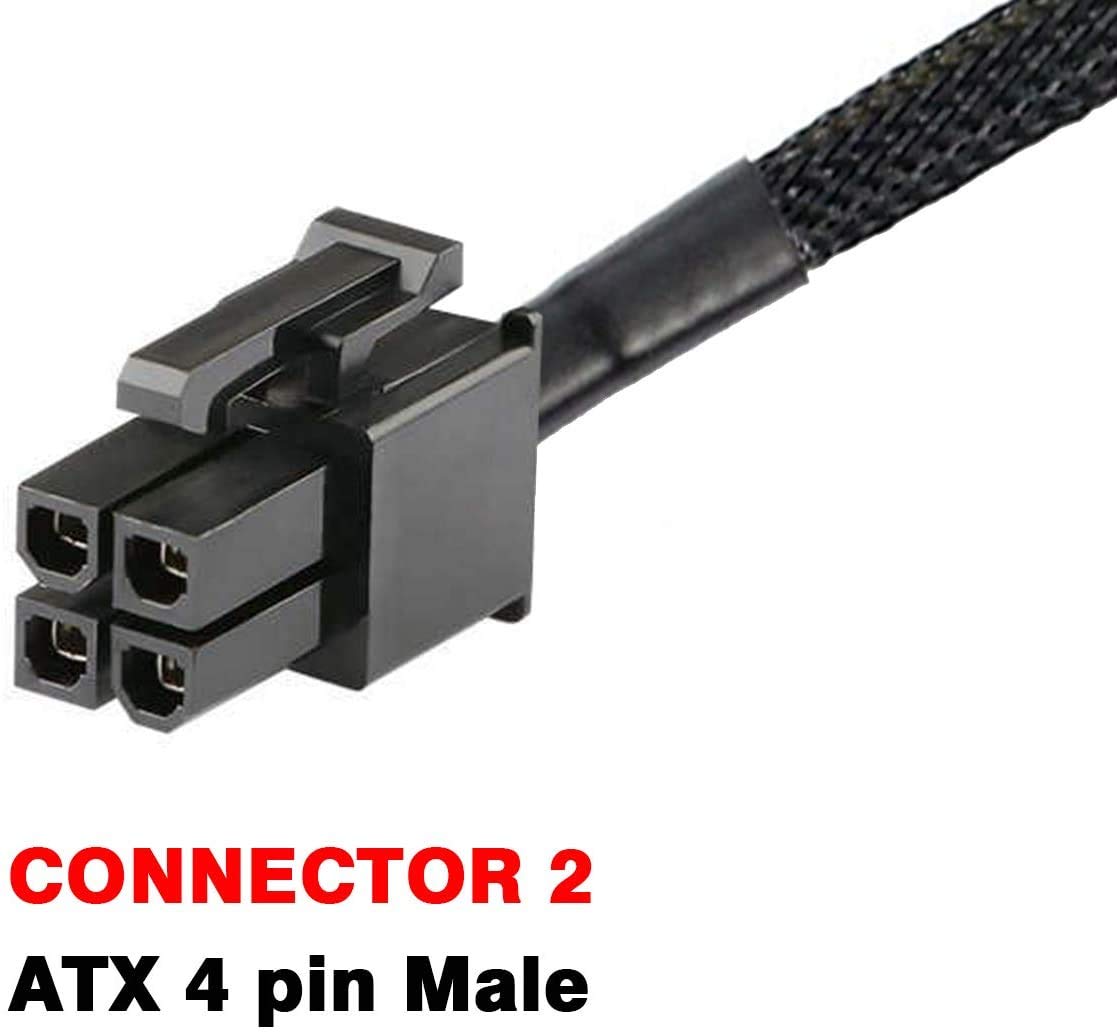 TeamProfitcom ATX CPU 4 Pin Female to Male Motherboard Extension Cable 12V Power Supply 24 Inches 2 Pack - View 4 of 6