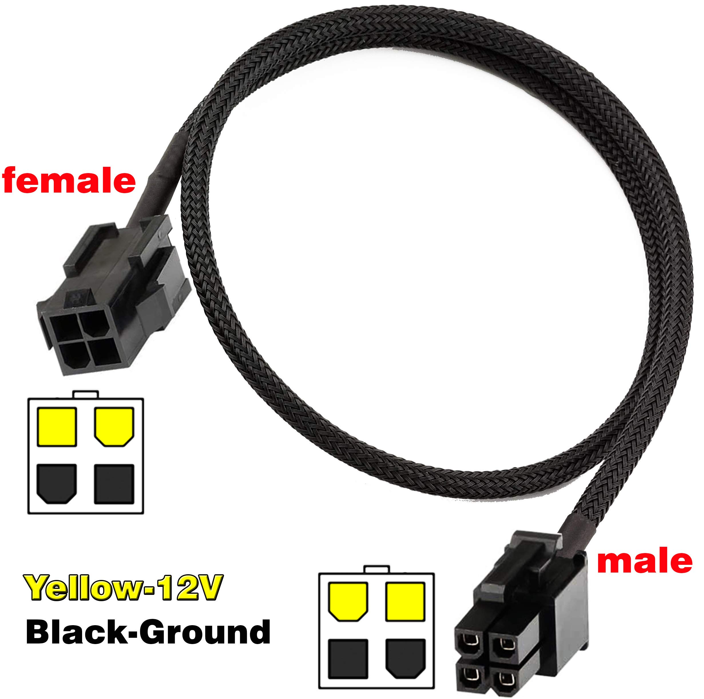 TeamProfitcom ATX CPU 4 Pin Female to Male Motherboard Extension Cable 12V Power Supply 24 Inches 2 Pack - View 5 of 6