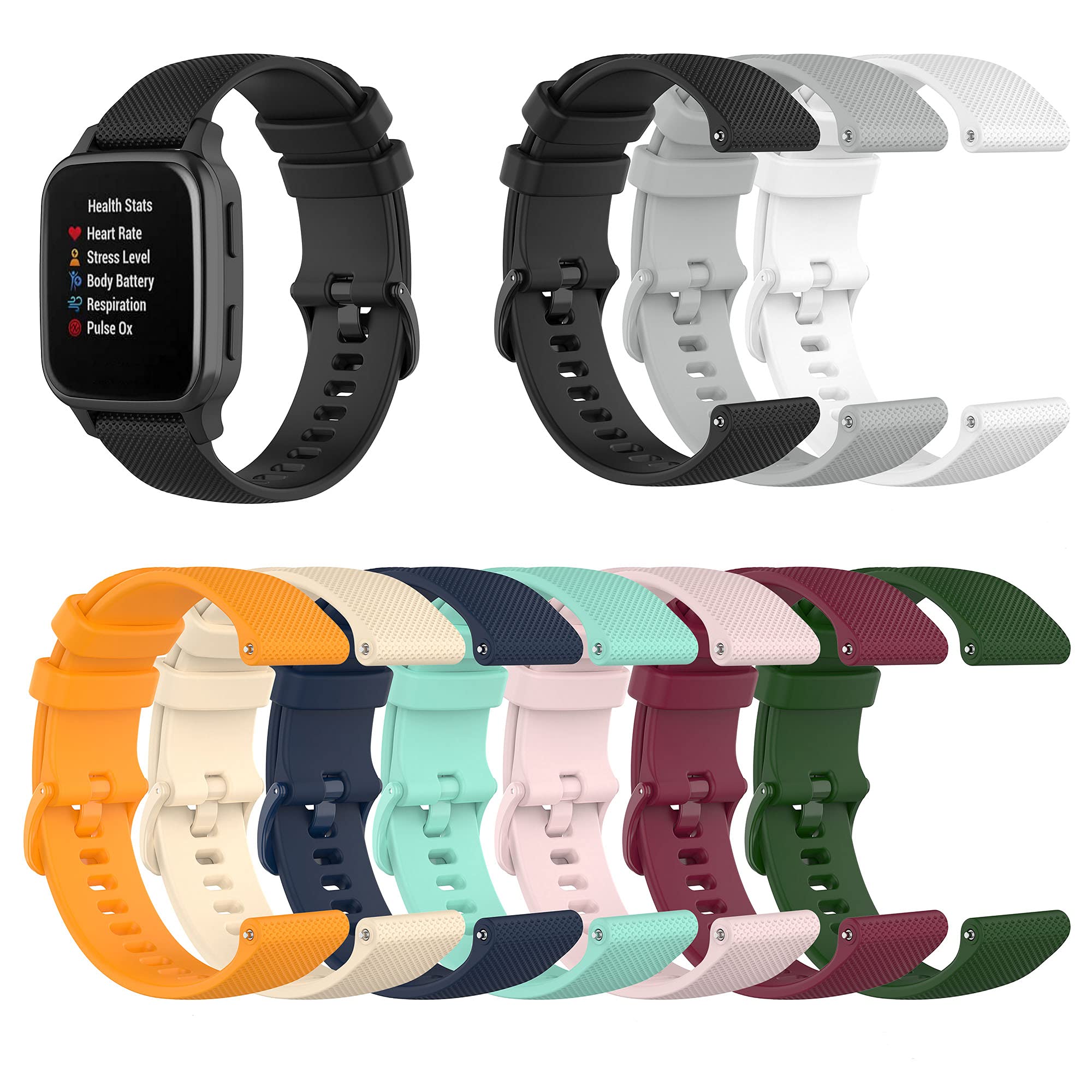 Silicone Replacement Watch Band for Garmin Venu Venu Sq Vivoactive 3 Forerunner 245 645 20mm Width Wristband Strap - View 3 of 8