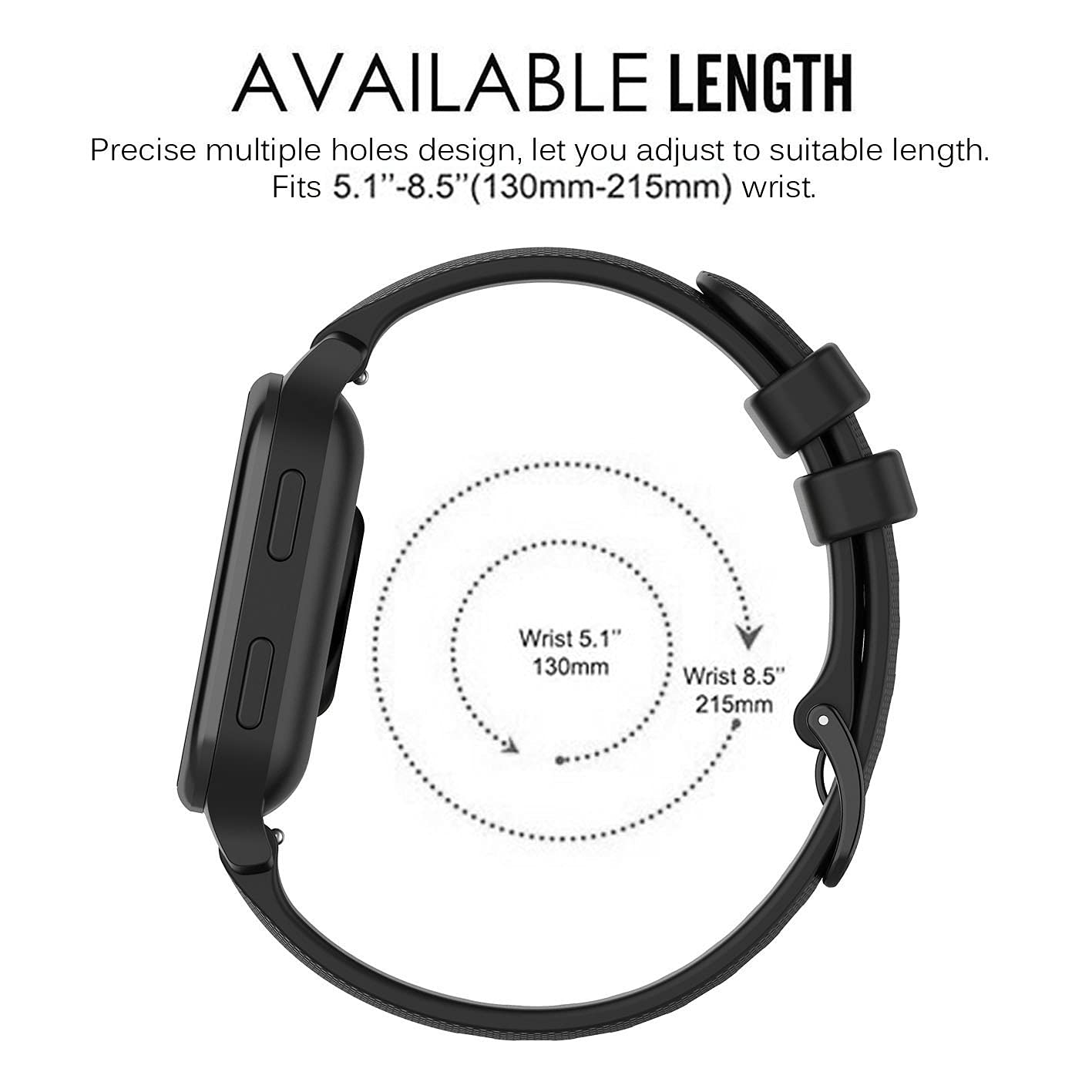 Silicone Replacement Watch Band for Garmin Venu Venu Sq Vivoactive 3 Forerunner 245 645 20mm Width Wristband Strap - View 5 of 8