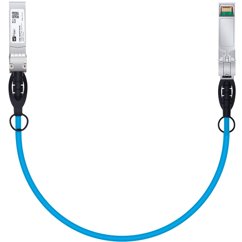 HFiber Blue SFP Plus Cable 10G DAC 0.5M Passive Direct Attach Copper Twinax for Cisco Ubiquiti Meraki Mikrotik Intel Fortinet Netgear