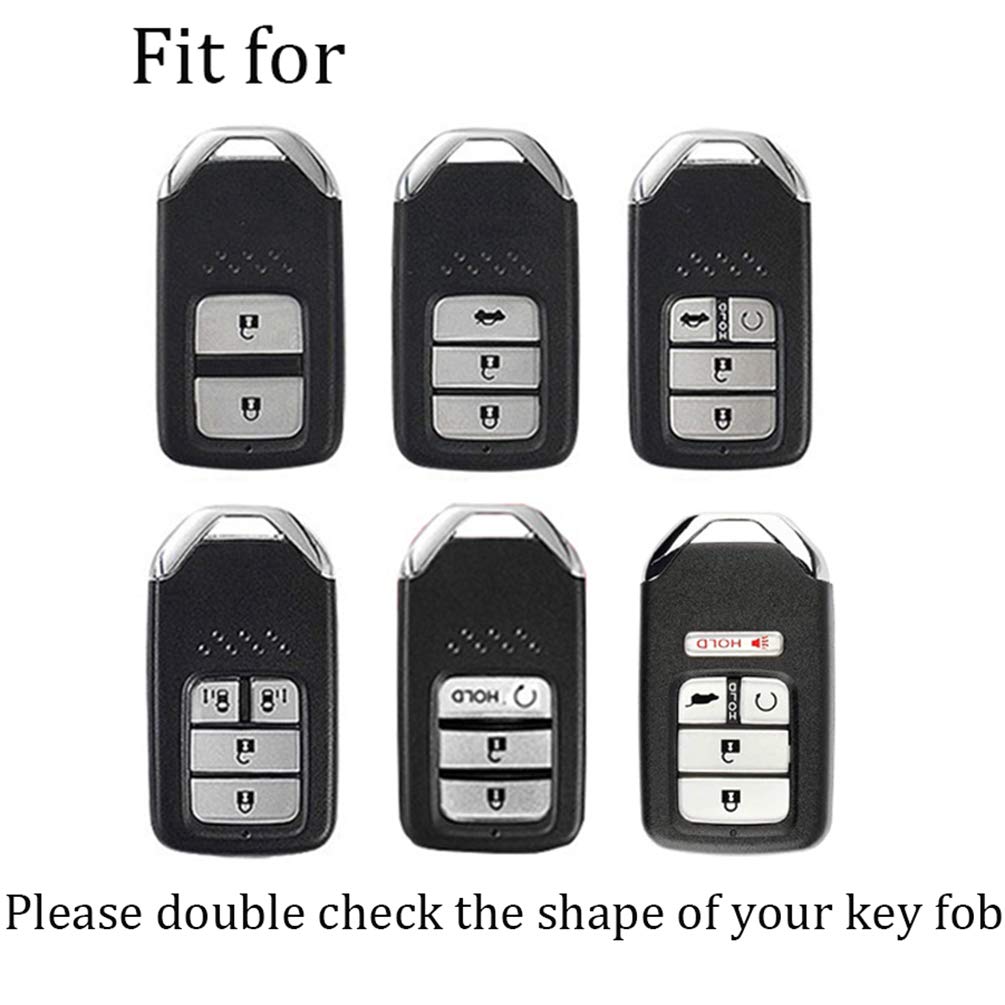 ontto Key Fob Cover for Honda Accord Civic CRV Remote Key Case Holder Metal Leather Protection with Keychain Blue - View 2 of 8