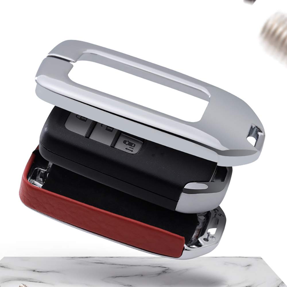 ontto Key Fob Cover for Honda Accord Civic CRV Remote Key Case Holder Metal Leather Protection with Keychain Red - View 4 of 7